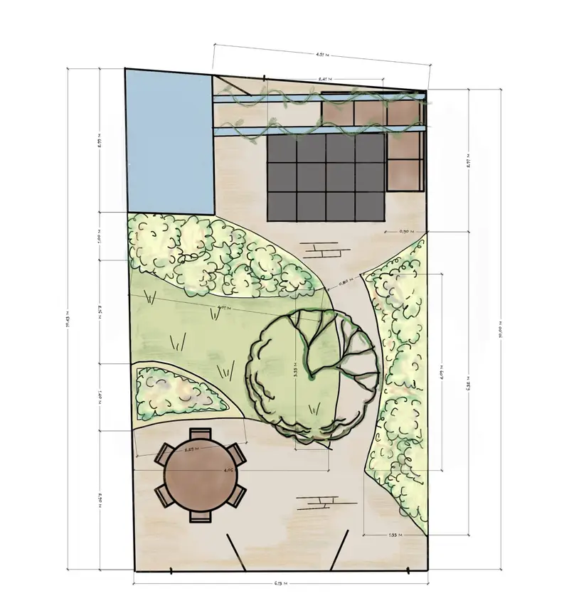Tuinontwerp met maatvoering